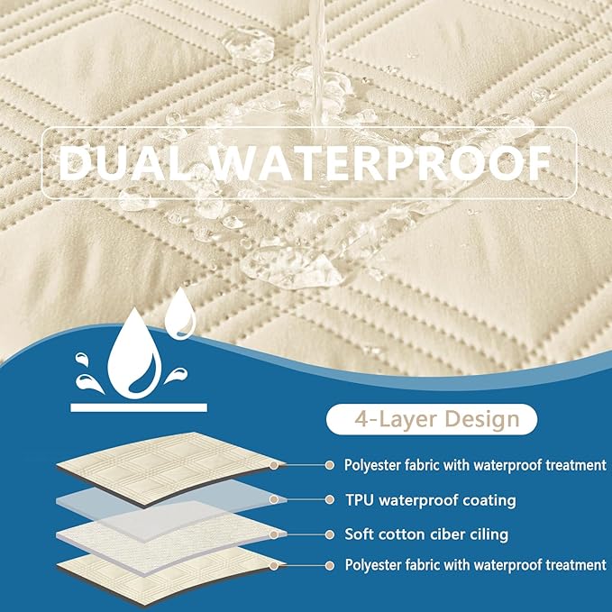 hyha Waterproof Dog Blanket, Reversible Pet Bed Blanket, Soft Sofa Couch Cover for Dogs Washable, Waterproof Pet Couch Covers for Sofa Puppy Cats Furniture Protector(30"x53", Beige/Beige)