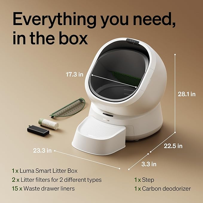 PETLIBRO Luma Automatic Cat Litter Box AI Camera Waste Analysis, Triple Safety Protection Self Cleaning Litter Box, Odor Control in-App Usage Tracking, Open-Top Multi-Cat Recognition LitterBox