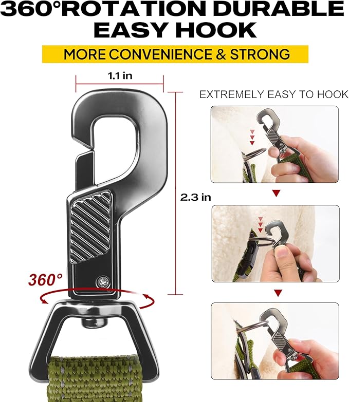 Fida 6 FT Heavy Duty Dog Leash with 2 Comfortable Padded Handles, Traffic Handle & Advanced Easy Snap Hook, Reflective Walking Lead for Large, Medium & Small Breed, Green