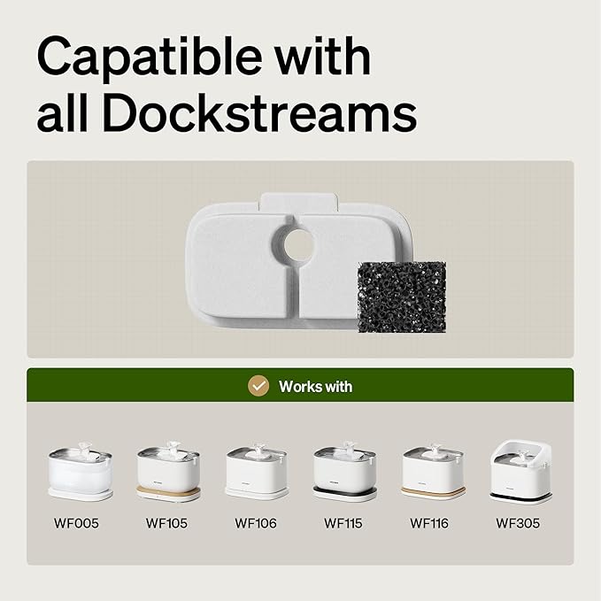 PETLIBRO 6 Packs Replacement Filters for Dockstream Cat Water Fountain PL/WF106/PLWF116/PLWF105/PLWF115/PLWF005, 3 Months Set of Replacement Filters for Ultra Quiet Pet Water Fountain