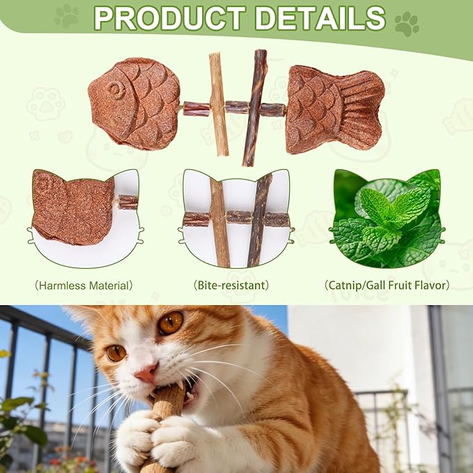 3PCS Creative Fish Bone Cat Toy,Purrident - Fix Your Cat’s Dental Health, Interactive Kitten Chew Toy Supports Teeth Cleaning & Oral Care, Durable Feline Tooth Care Tool