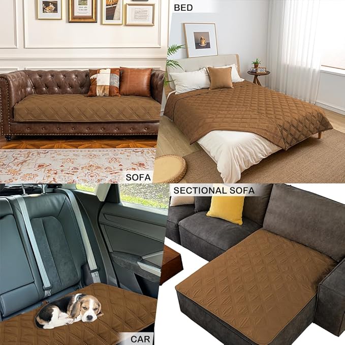 fuguitex Waterproof Dog Blanket Reversible for Small Dogs Resistant Leakproof Washable Couch Cushion Bed Protector Cover for Indoor Furniture Pet Friendly（30"*53",Brown+Brown