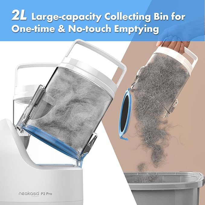 Neakasa P2 Pro Dog Cat Grooming Brush, Strong Vacuum Suction, 2L Large Capacity, Clippers Professional, Dog Grooming Kit for Thick Short Long Hair, Silent