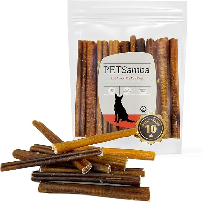 6 Inch Bully Sticks for Dogs [10-Pack] – All-Natural, Long-Lasting Dog Chews – High Protein, Low Odor, Easily Digestible – Rawhide-Free & Single-Ingredient Dog Treats for All types of Chewers