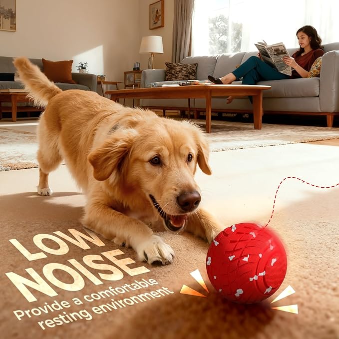 Diman Interactive Dog Ball Toys, Automatic Dog Toy, Moving Dog Toy, Vibrating, Bouncing and Rolling, E-TPU Matrial, Interactive Dog Toys for Aggressive Chewers (3.2 Inch, Red White)