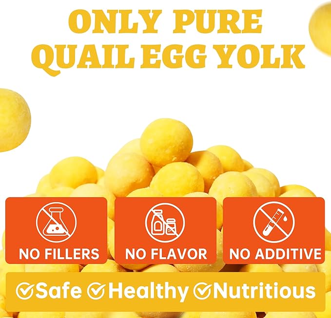 Wellix Freeze Dried Quail Eggs for Cats&Dog Treats - High-Protein Quail Egg Yolk Freeze Dried Cat Treats for Skin&Coat Health - Delicious Training Snacks for Pets 4.2oz