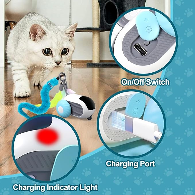 BABORUI 3.0 Upgraded Interactive Cat Toy with 2-Speed Remote Control, Automatic Toys for Indoor Cats