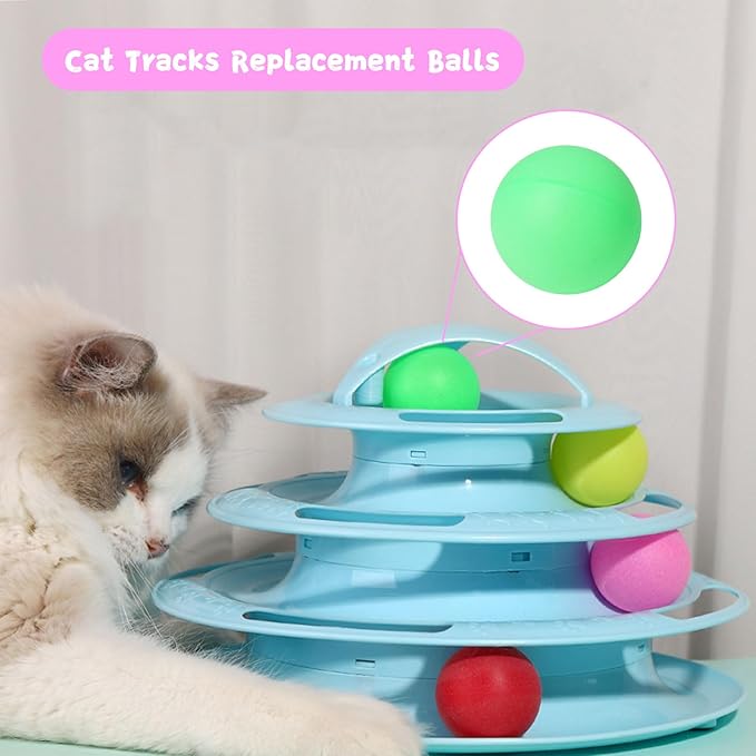 Cat Toys for Indoor Cats 40 PCS Kitten Toys Cat Interactive Toys Pack Including Cats Springs Sparkle Ball Pom Pom Ball Jingle Balls Tracks Balls