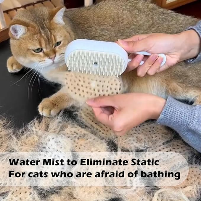 Cat Steam Brushes for Shedding, 4 in 1 Rechargeable Steam Brush for Cats and Dogs,Grooming Comb with Spray