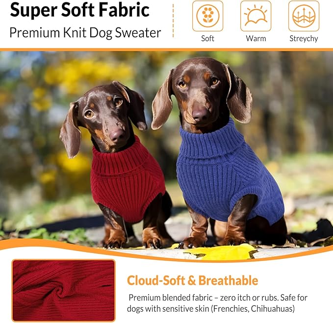 Dog Sweater Pullover, Cable Knit Dog Christmas Sweater, Dogs Sweaters for Small Medium Large Dogs with Harness Hole,Puppy Sweaters Boy Or Girl(Wine Red,XS)