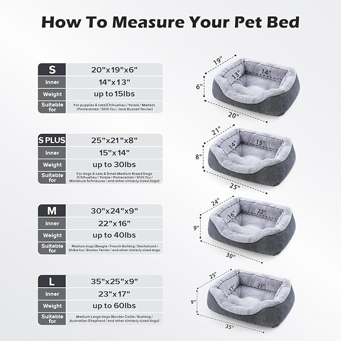 INVENHO Dog Bed Medium Size, Orthopedic Warming Soft Calming Sleeping Durable with Anti-Slip Bottom