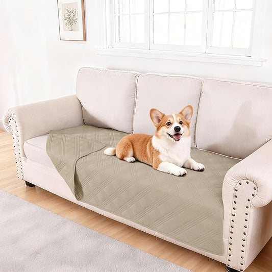 hyha Waterproof Dog Blanket, Reversible Pet Bed Blanket, Soft Sofa Couch Cover for Dogs Washable, Waterproof Pet Couch Covers for Sofa Puppy Cats Furniture Protector(40"x70", Taupe/Taupe)