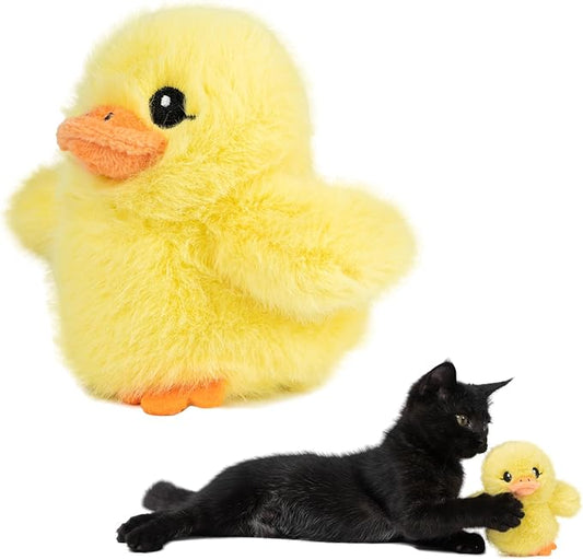 Catify by Best Pet Supplies Interactive Cat Toys – Plush, Motion-Activated & Squeaking Toys with Premium North American Catnip for Indoor Cats & Kittens - Duckling, Yellow