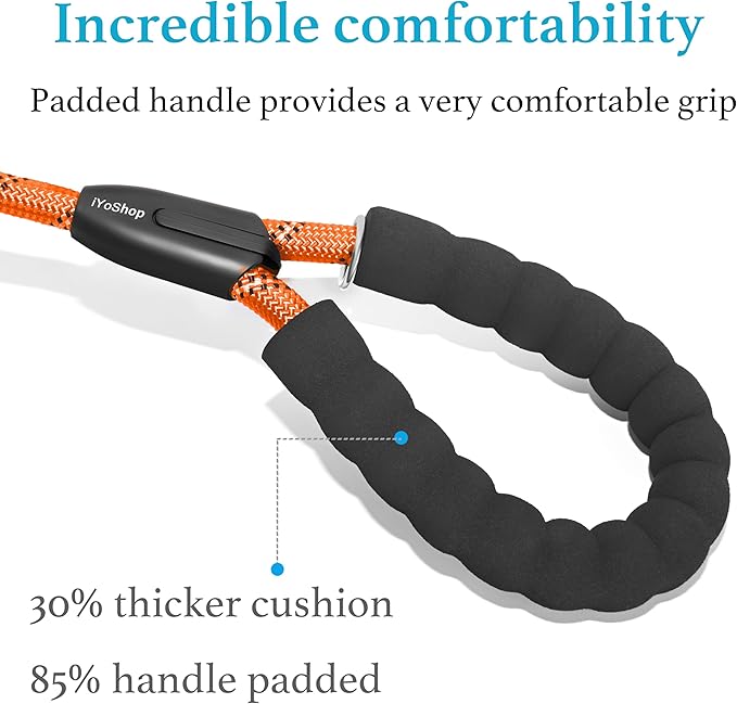 iYoShop Dual Dog Leash - 360° Swivel, No Tangle Walking Leash with Shock Absorbing Bungee for Two Dogs (Large, 25-150 lbs, Orange)