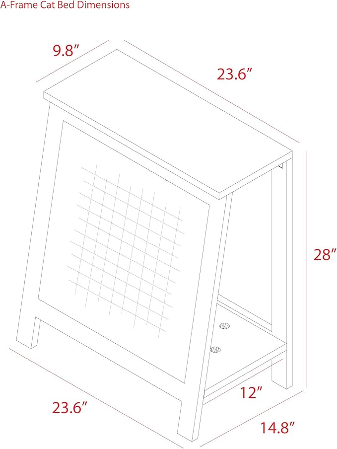 The Refined Feline Wooden Cat Furniture Bed Scratching Post, End Table with Durable Sisal Board Scratcher Pad for Kitty