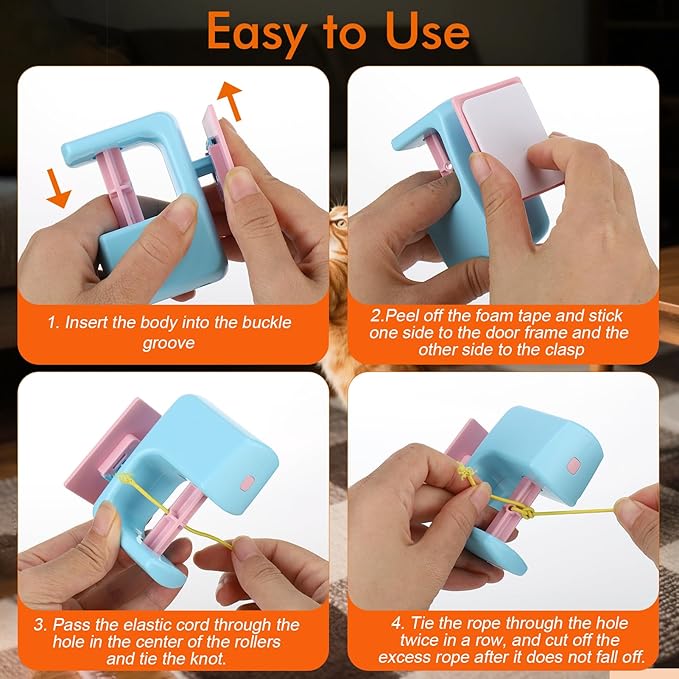 AIERSA Interactive Cat Toys for Indoor Cats,Automatic Cat Hanging Toys for Bored Indoor Adult Cats, Caterpillar and Flying Bird Toy for Door Frame, Self-Play Pet Chase Toy-Blue