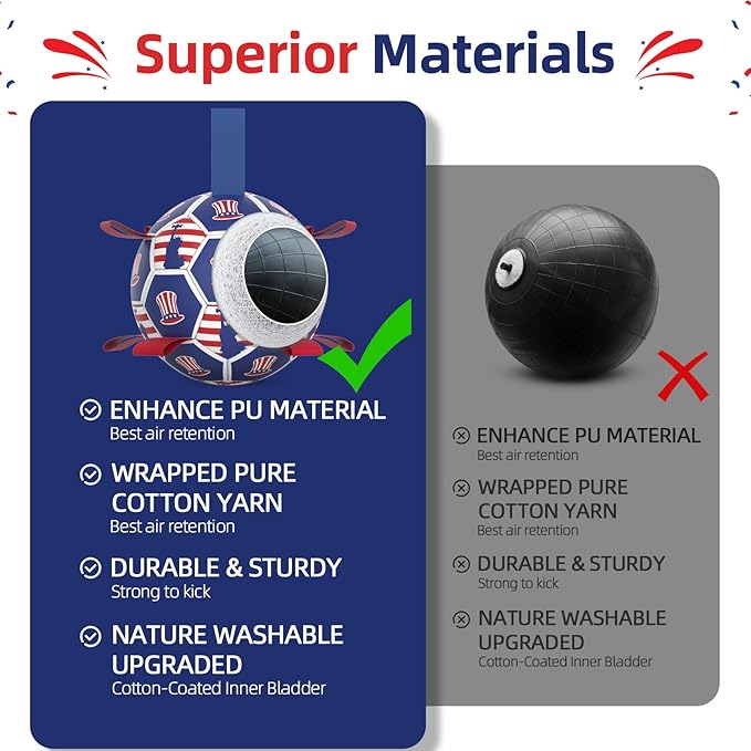 Diman Dog Toy Soccer Ball : Outdoor Dog Toys, Dog's Independence Day Gift, Dogs Soccer Ball with Straps for Tug of War, Pet Birthday Gift for Small Medium (6 Inch)