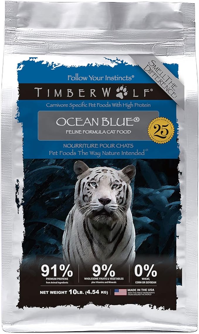 Timberwolf Ocean Blue Salmon Recipe with High Protein Dry Cat Food 10lb
