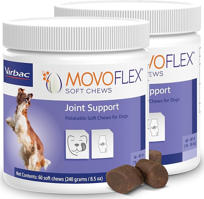 MOVOFLEX Soft Chews Hip and Joint Support Supplement for Medium Dogs -120 Count by Virbac