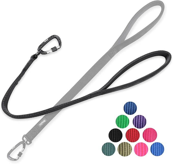 Hyhug Short Dog Leash Heavy Duty Nylon with Comfortable Padded Handle, Durable Training Pet Leashes for Small Medium Large Dogs(24 Inches, Black)