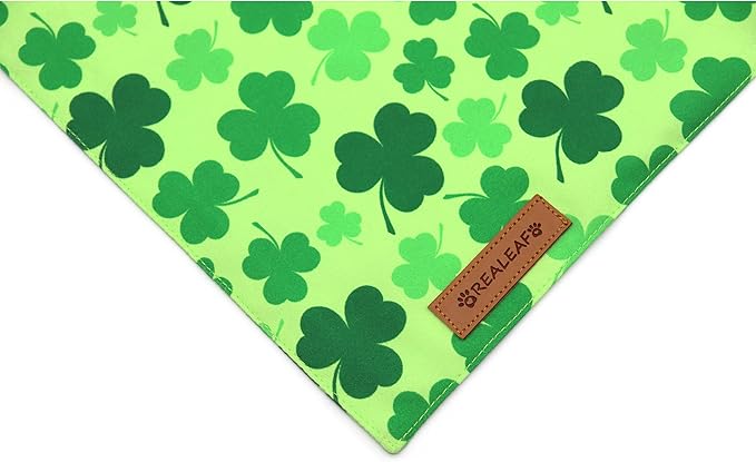 Realeaf St. Patrick's Day Dog Bandanas 2 Pack, Triangle Reversible Pet Scarf for Boys and Girls, Premium Durable Fabric, Holiday Bandana for Medium and Large Dogs (Large)
