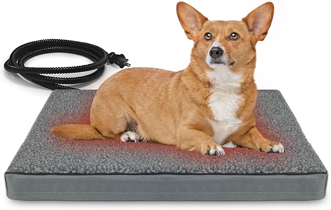 Heated Pet Beds for Indoor/Outdoor Cat & Dog Orthopedic Foam Warming Cat Beds Auto Temperature Control, Washable Cover with Waterproof Liner Thermo Kitty Electric Heating Bed