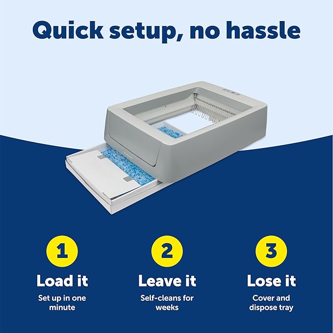 PetSafe ScoopFree Crystal Smart Automatic Litter Box - Uncovered Motion-Sensing Cat Box with Integrated Health Counter & App - Includes 1 Disposable Crystal Litter Tray