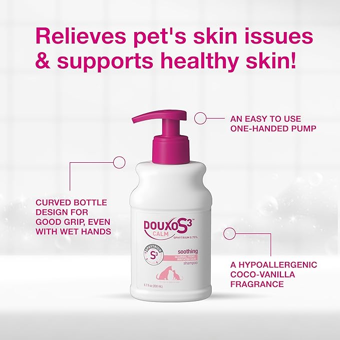 Douxo S3 Calm Shampoo, Contains 0.75% Ophytrium, Soothing, For Itchy, Irritated or Allergic Skin, For Dogs and Cats, 6.7 fl. oz. (200mL)