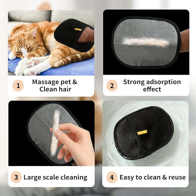 The Magic Brush Pet Hair Removel, Glove Tool Cat Dog Remover, Upgraded Electrostatic Cat Dog Fur Clear Remover for Laundry, Couch, Clothing, Seat