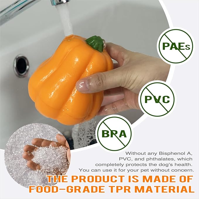 LiuMelinda Dog Chew Toys for Aggressive-Chewers - Indestructible Dog Toy for Aggressive Chewer，Tough Chew Toys for Dogs （Rubber Orange-Pumpkin）