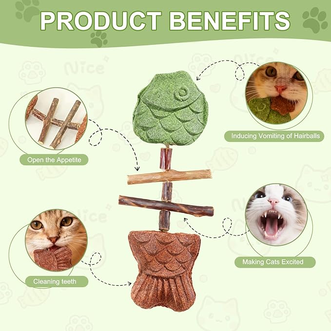 3pcs Purrident- Creative Fish Bone Cat Toy,Fix Your Cat’S Dental Health,Wooden Catnip Teeth Cleaning Stick,Natural Fishbone Cat Dental Toy,Natural Cat Dental Toy,Durable Feline Tooth Care Tool