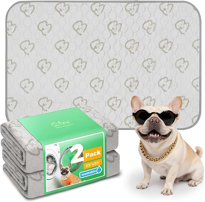 FXW Washable Pee Pads for Dogs, Puppy Pads with Super Absorbent, Specifically Designed for 36inch Cages, 23" x 35" Rectangle, Khaki, 2 Packs