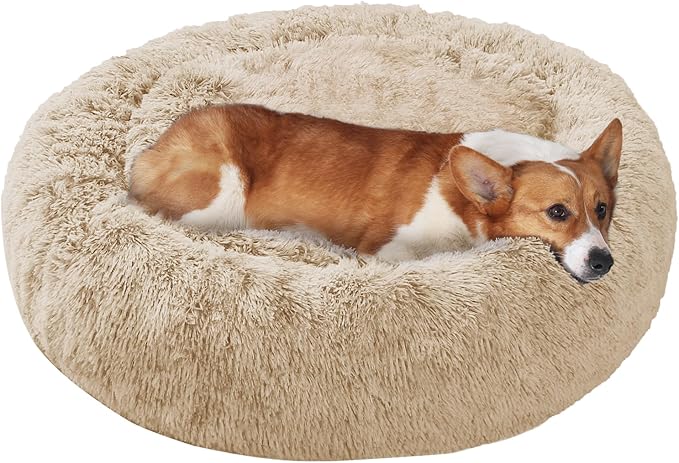 JOLLYVOGUE Dog Bed, Calming Anti-Anxiety Large Dog Bed, Fluffy Donut Cushion for Medium and Large Pets (27"/30"/36")