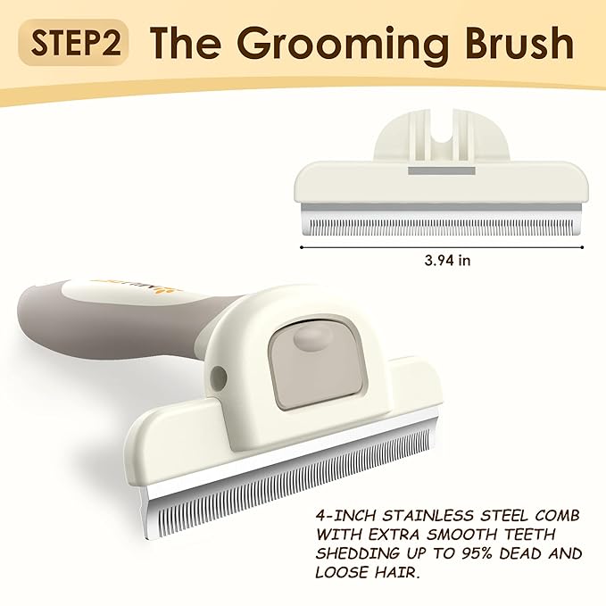 Professional Deshedding Dog Brush Grooming Kits, for Long-Haired Dogs and Cats - Dog Deshedding Brush and Slicker Brush Set 3 in 1 Gift Box for Long Hair Pets like Golden Retriever