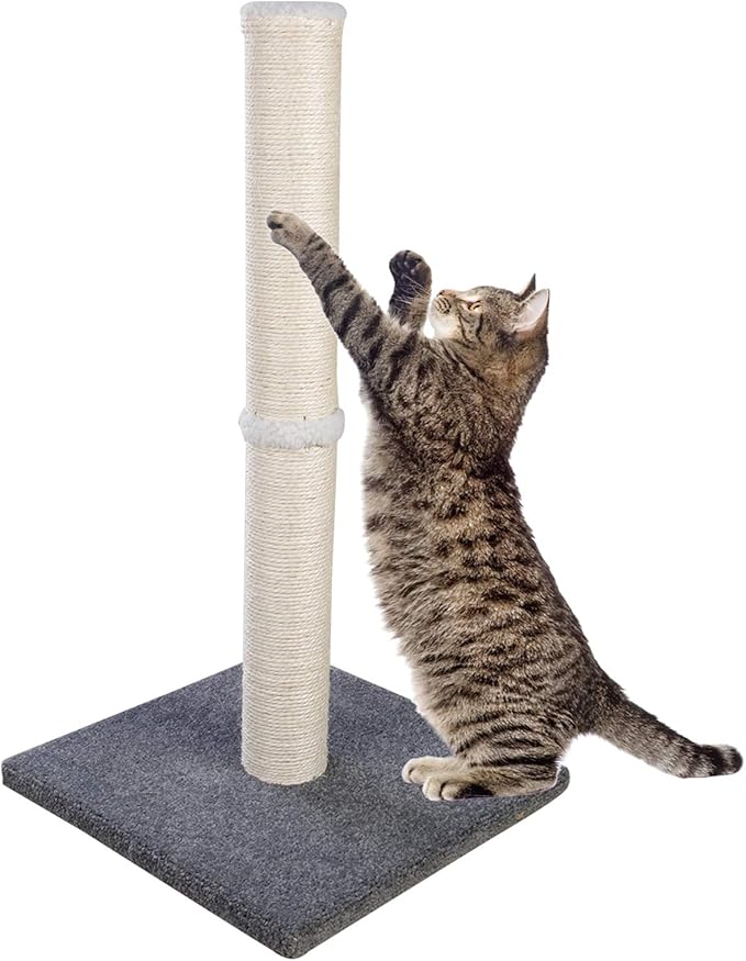 Cat Scratching Post Carpet, Tall Big Sisal Rope Cat Scratch Pole for Cats and Kittens, Stable Carpeted Heavy Base (Blue/Grey)