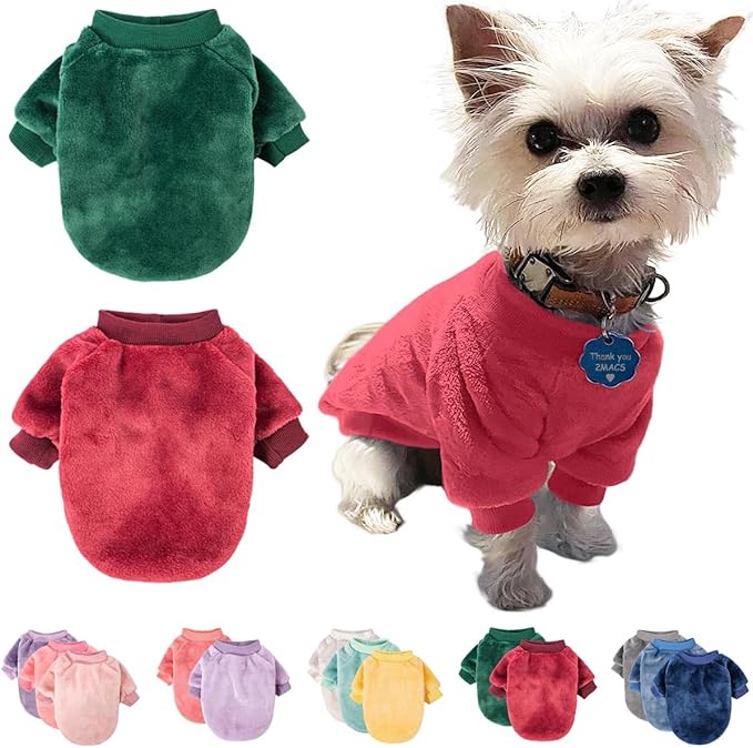 FabriCastle Christmas Dog Sweater, 2-Pack Dog Clothes, Soft and Warm Pet Jackets for Small Dogs & Cats, Winter Pet Apparel Costumes, Puppy Outfits (Dark red,Dark Green, X-Small)