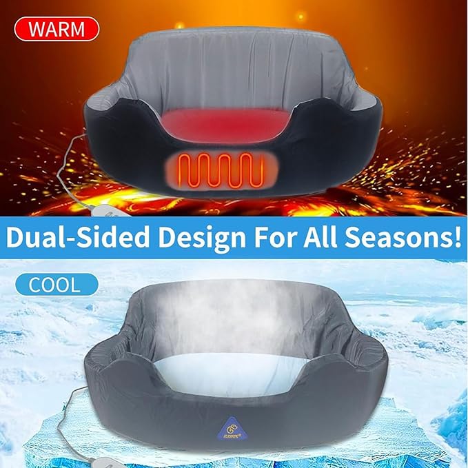 Self-Warming Heated Orthopedic Dog Bed with Dual-Side Comfort (Grey), Reversible Heating Pad for Cats & Small Pets, Waterproof and Machine Washable