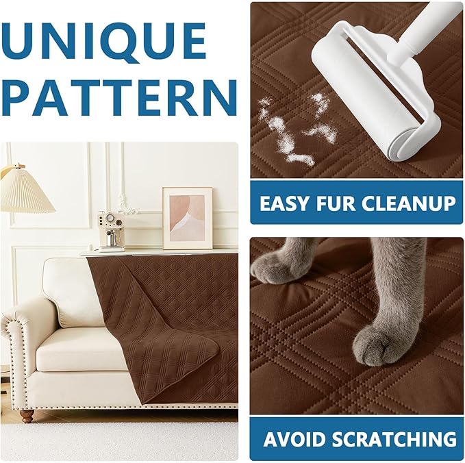 hyha Waterproof Dog Blanket, Reversible Pet Bed Blanket, Soft Sofa Couch Cover for Dogs Washable, Waterproof Pet Couch Covers for Sofa Puppy Cats Furniture Protector(68"x82", Brown/Brown)