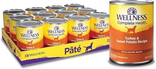 Wellness Complete Health Natural Wet Canned Dog Food Turkey & Sweet Potato, 12.5-Ounce Can (Pack of 12)