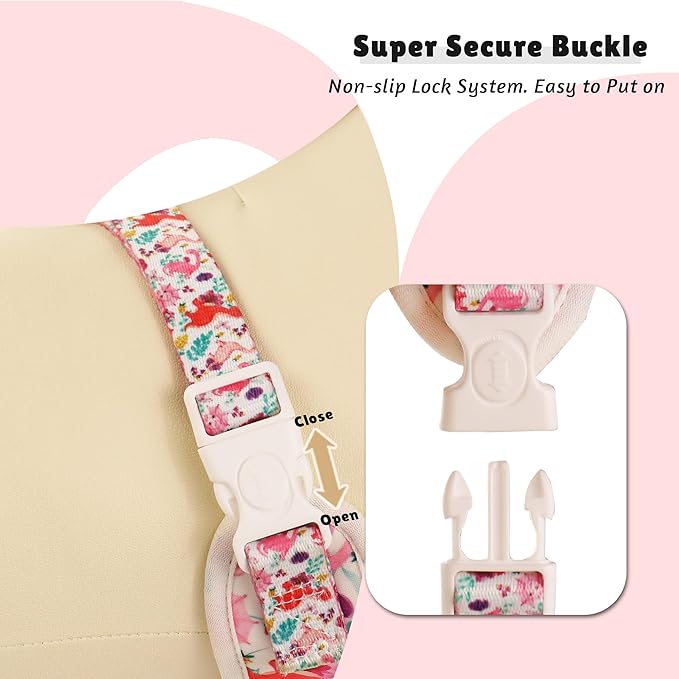 Dinosaur Printed Dog Harness with D-Ring Leash Clip Set,Adjustable Soft Padded and Cotton Fabric Pet Vest Harnesses for Small Size Dogs (White, Small)