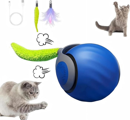 2026 New Version 3.0 Cat Toys, Cat Toys for Indoor Cats, Automatic Cat Toy, Interactive Cat Toy, Automatic Intelligent 3.0 Pet Toys, Electronic Rollerball Pet Chase Toys (Blue - 1pcs)