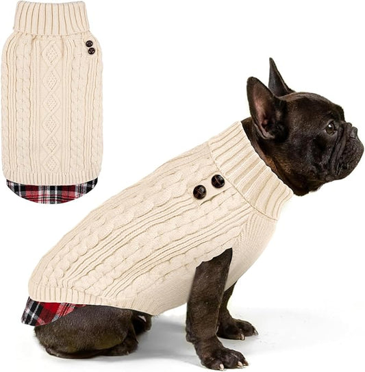 KYEESE Dog Sweater Warm Turtleneck Medium Dogs Sweater Thick Pet Coat for Fall Winter Cold Weather Stretchy Soft Pullover Dog Sweaters for Medium Dogs Girl