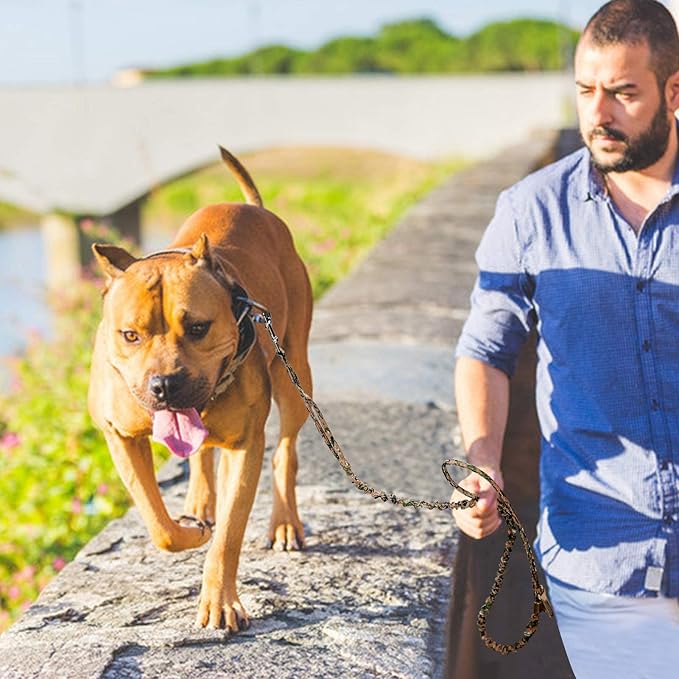 AUROTH Dog Leash Large Dogs, Heavy Duty Dog Leash Bungee, No Pull Leashes for Shock Absorption, Woodland Camo Dog Training Leashes for Medium Large Breed Dogs 6FT, 2 Padded Handles