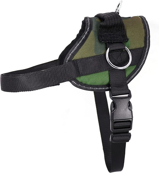 Bark Appeal Green Camo No-Pull Dog Harness for Medium to Large Sized Pets – Adjustable, Reflective Vest with 3 Leash Clips for Added Control, Easy Walks & Training – Large