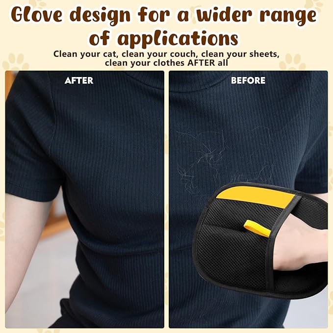 Magic Brush Pet Hair, Pet Hair Remover Gloves for Cats & Dogs, Newly Upgraded Reusable Electrostatic Pet Hair Remover Glove, for Couch Furniture, Carpet, Curtain