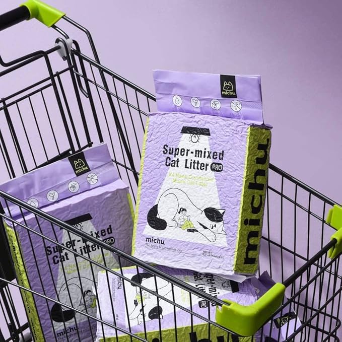Michu Tofu Cat Litter Natural Clumping Tofu Cat Litter 5.5lb/88oz 5 Scents (Greentea + Mixed, 2 Pack)