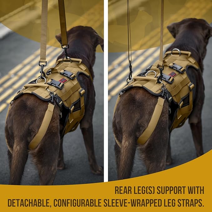 OneTigris Dog Lift Harness for Large Dogs, Dog Hip Support Brace, Full Body Lifter with Handles Invictus Multifunctional Mobility Assistance Vest for Back Legs (Brown, XL)