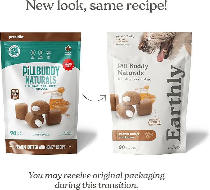 Earthly Pill Buddy Naturals - Honey Recipe Pill Hiding Treats for Dogs - Make A Perfect Pill Concealing Pocket Or Pouch for Any Size Medication - 90 Servings