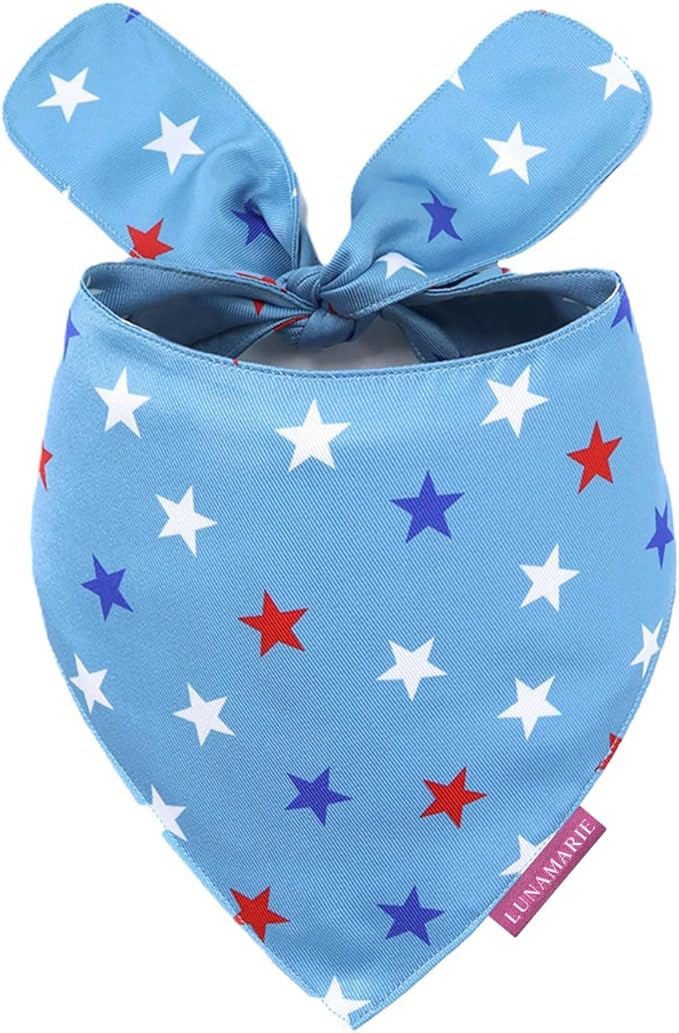 LunaMarie - Luxury Pet Birthday Bandanas -Premium & Silky Poly Fabric | 100% Handmade | Custom Shape Dual Layered (Liberty, X-Small)