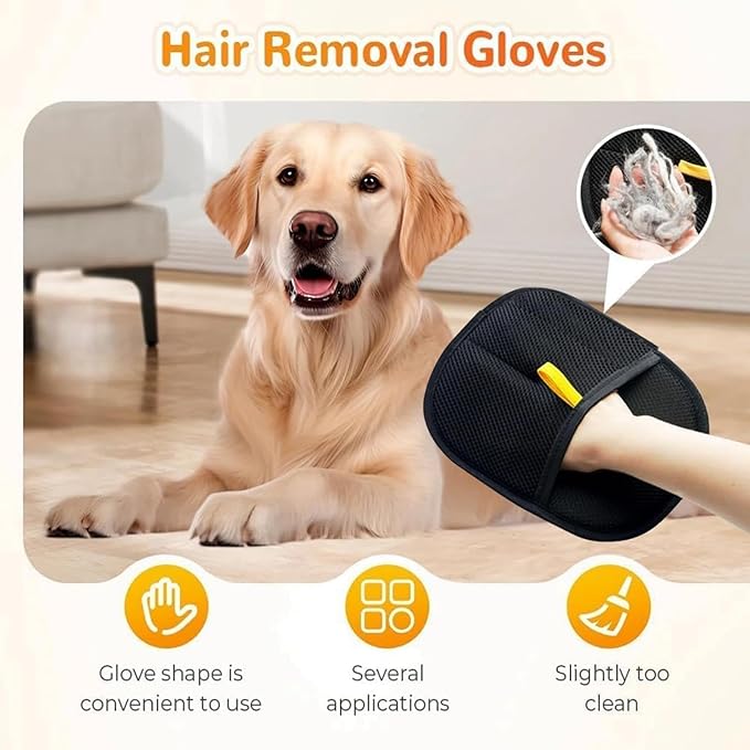 Pet Hair Removal Glove, Pet Hair Removal Tool, Electrostatic Cats and Dogs Pet Hair Removal Gloves, Suitable for All Pets, Reusable (2pcs)